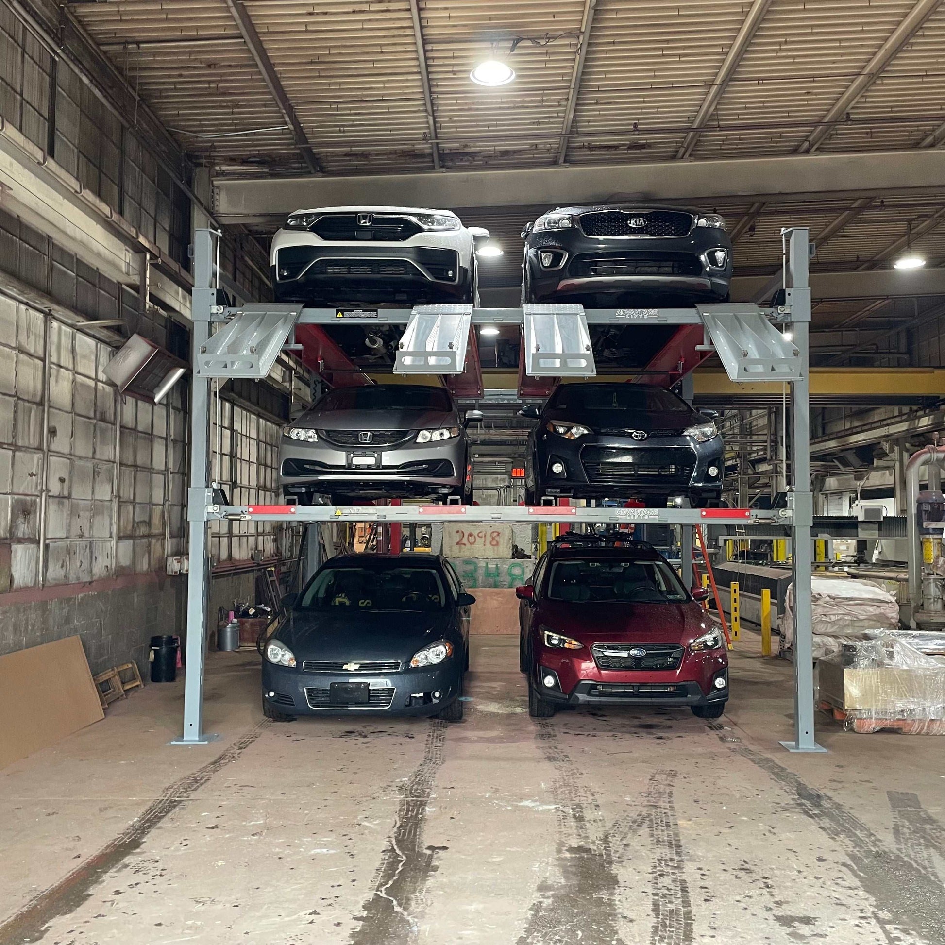 Advantage Double-Wide Triple Stacker | 6 Cars Tri-Level 4-Post Lift