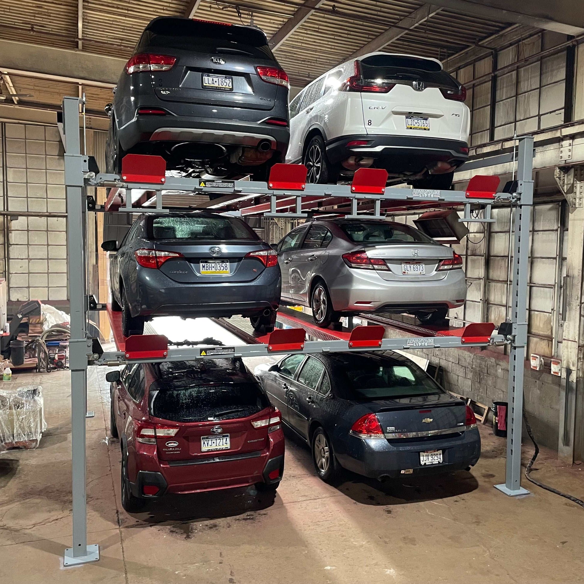 Advantage Double-Wide Triple Stacker | 6 Cars Tri-Level 4-Post Lift