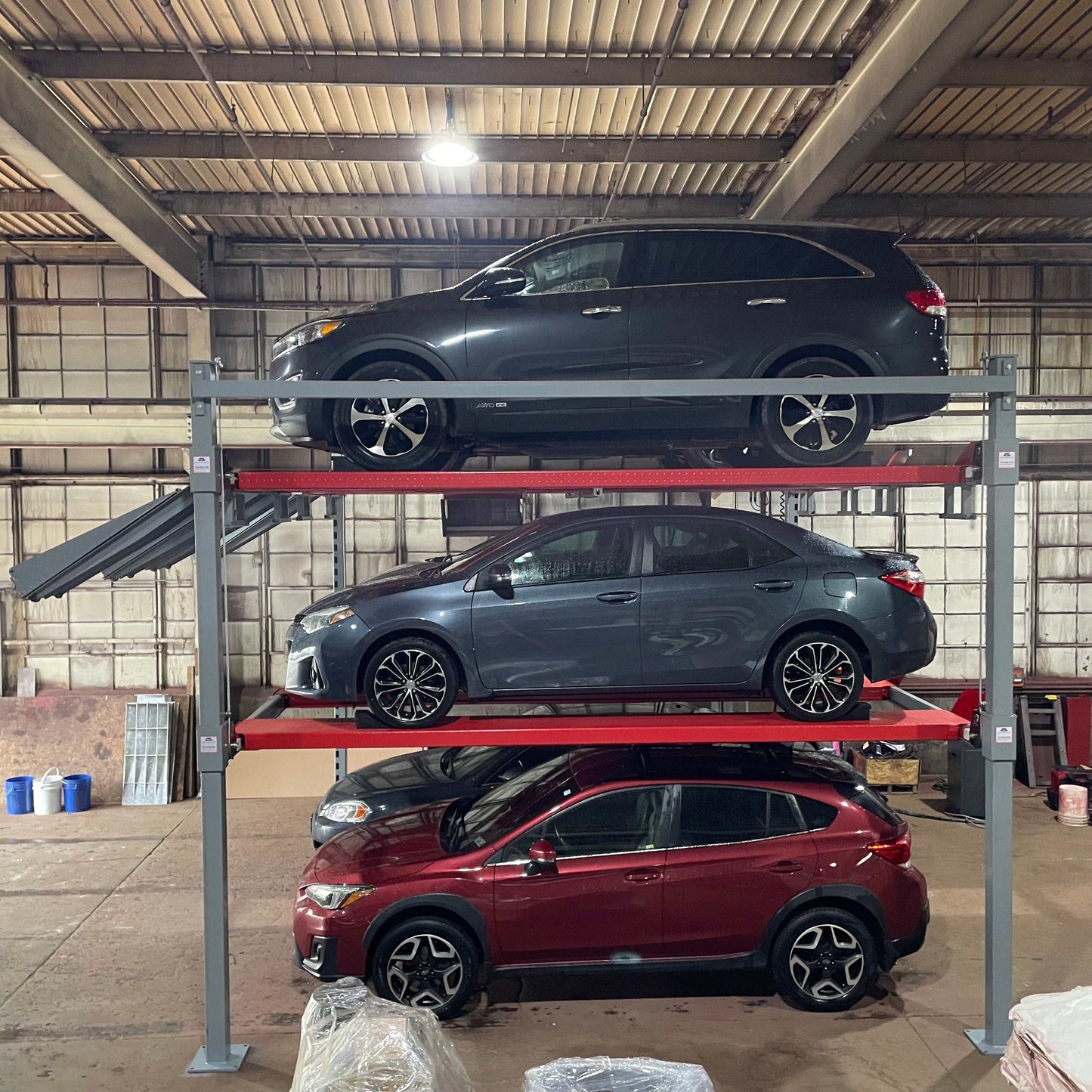 Advantage Double-Wide Triple Stacker | 6 Cars Tri-Level 4-Post Lift