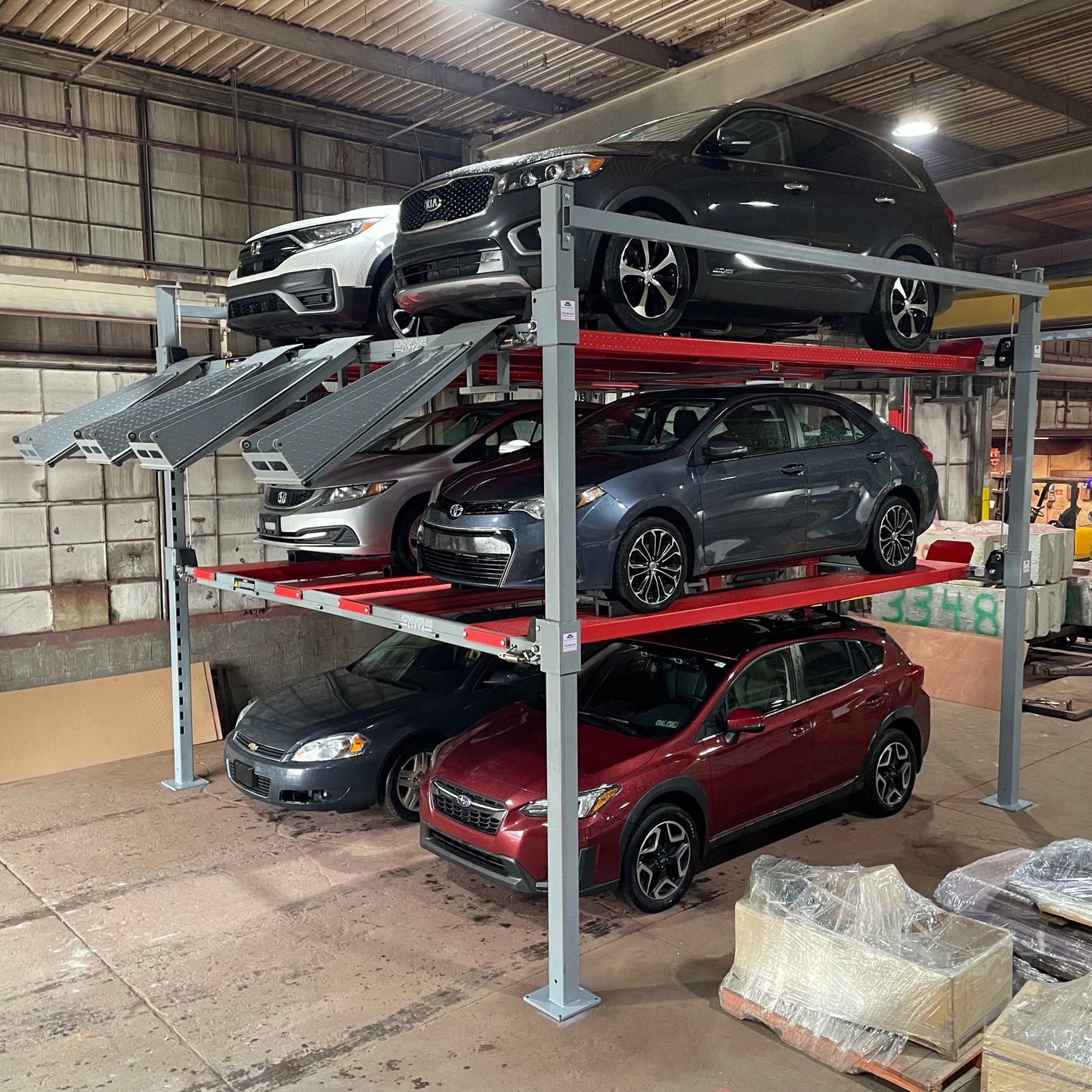 Advantage Double-Wide Triple Stacker | 6 Cars Tri-Level 4-Post Lift
