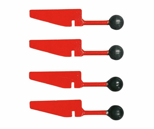Set of 4 red lock extensions with black knobs for additional height clearance
