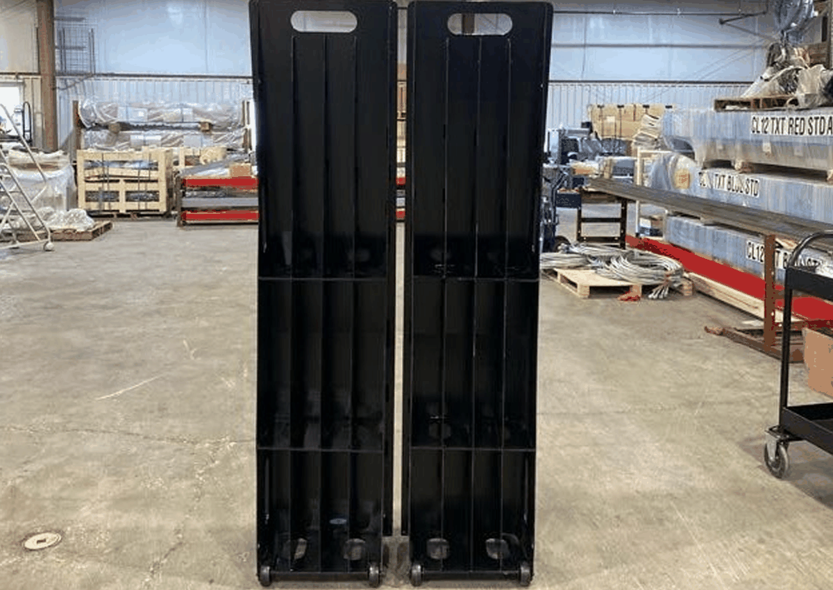 Heavy-Duty Truck Ramps standing up to show the underside gusseting