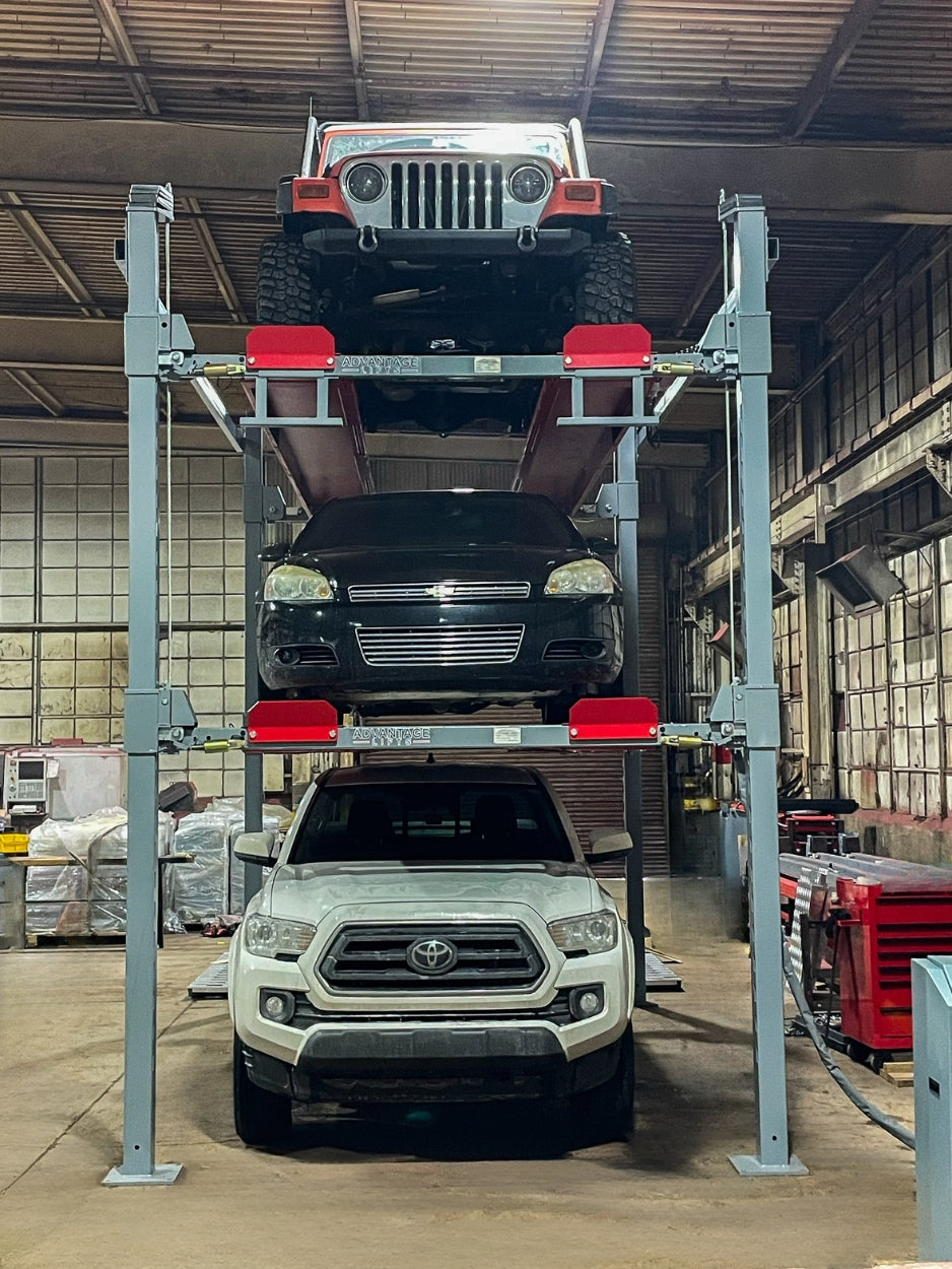Advantage Single-Wide Triple Stacker | 3 Car Tri-Level 4-Post Lift