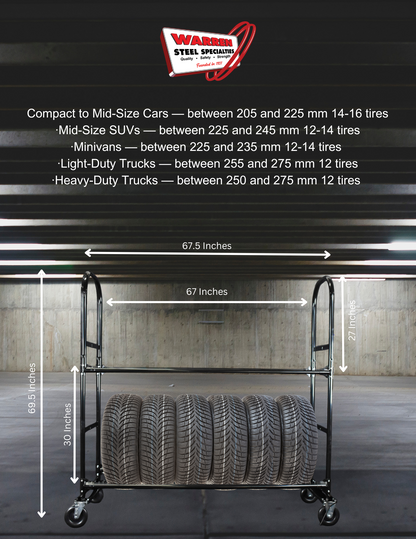 2 Tier Tire Storage Rack | Heavy-Duty Metal