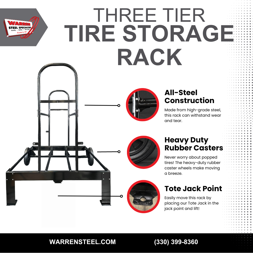 3 Tier Tire Storage Rack | Heavy-Duty Metal | Moveable Tire Stand