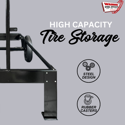 3 Tier Tire Storage Rack | Heavy-Duty Metal | Moveable Tire Stand