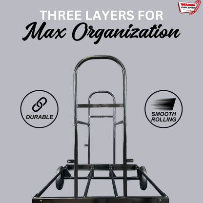 3 Tier Tire Storage Rack | Heavy-Duty Metal | Moveable Tire Stand