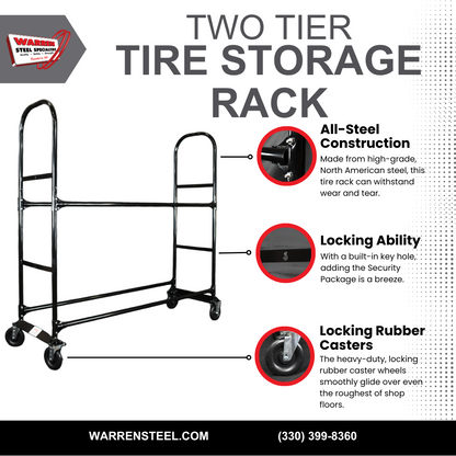 2 Tier Tire Storage Rack | Heavy-Duty Metal