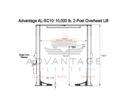 Advantage AL-SC10 | 10,000 LB 2 Post Lift