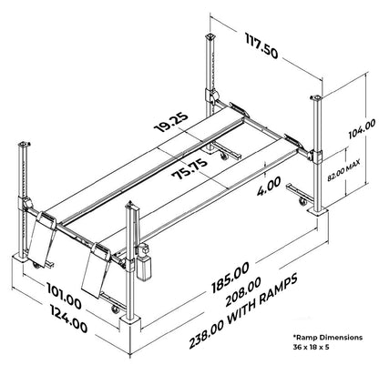 Backyard Buddy Work Force (B-4P8WF) | 8,000 LBS. 4-Post Lift