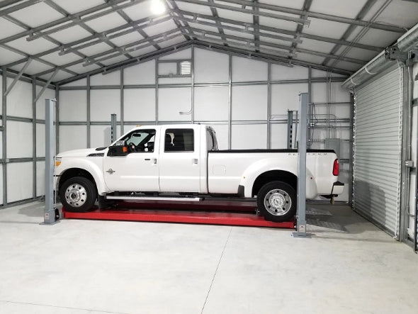 Heavy Duty 4-Post Lift from Advantage flattened for loading