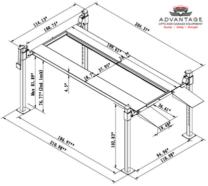 Advantage DX-9000-XLT | 9,000 LBS. 4-Post Lift